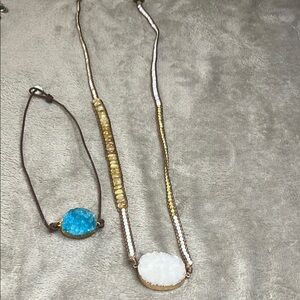 Elegant Blue and White Stone Jewelry Set